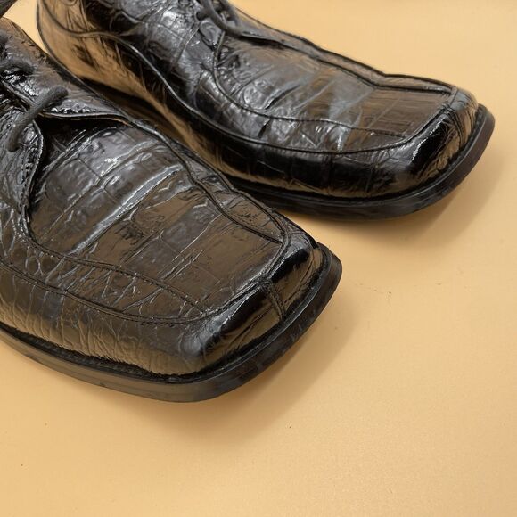 Sevasta Italiano Leather Dress Shoes Men's 11 Black Snake Pattern Dandy Grandad - Picture 16 of 16